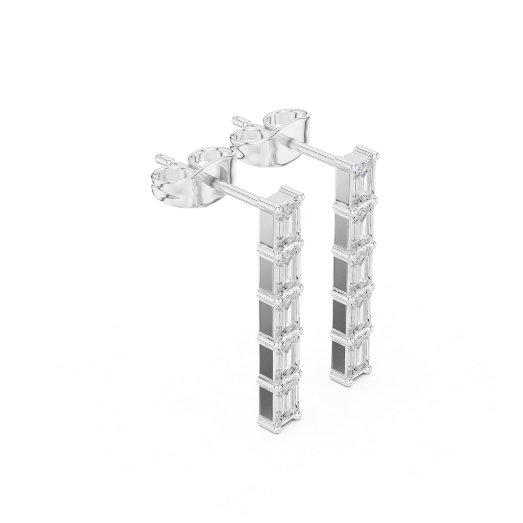 The Emerald-Cut Linear Lan Grown Diamond Studs White Gold