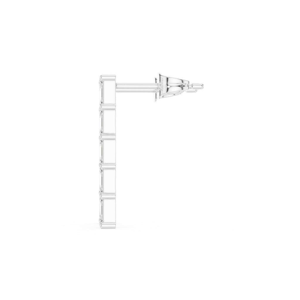 The Emerald-Cut Linear Lan Grown Diamond Studs White Gold