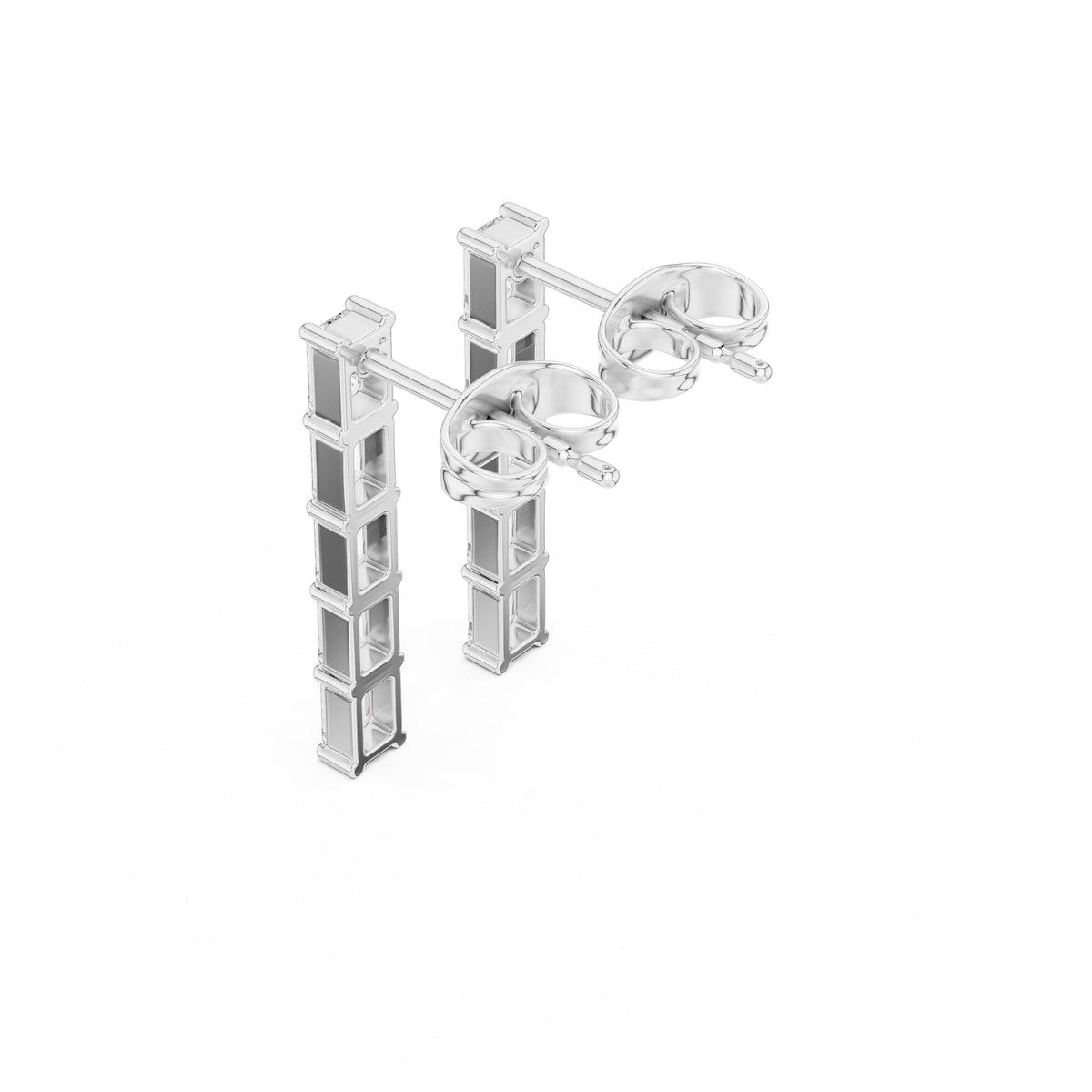 The Emerald-Cut Linear Lan Grown Diamond Studs White Gold