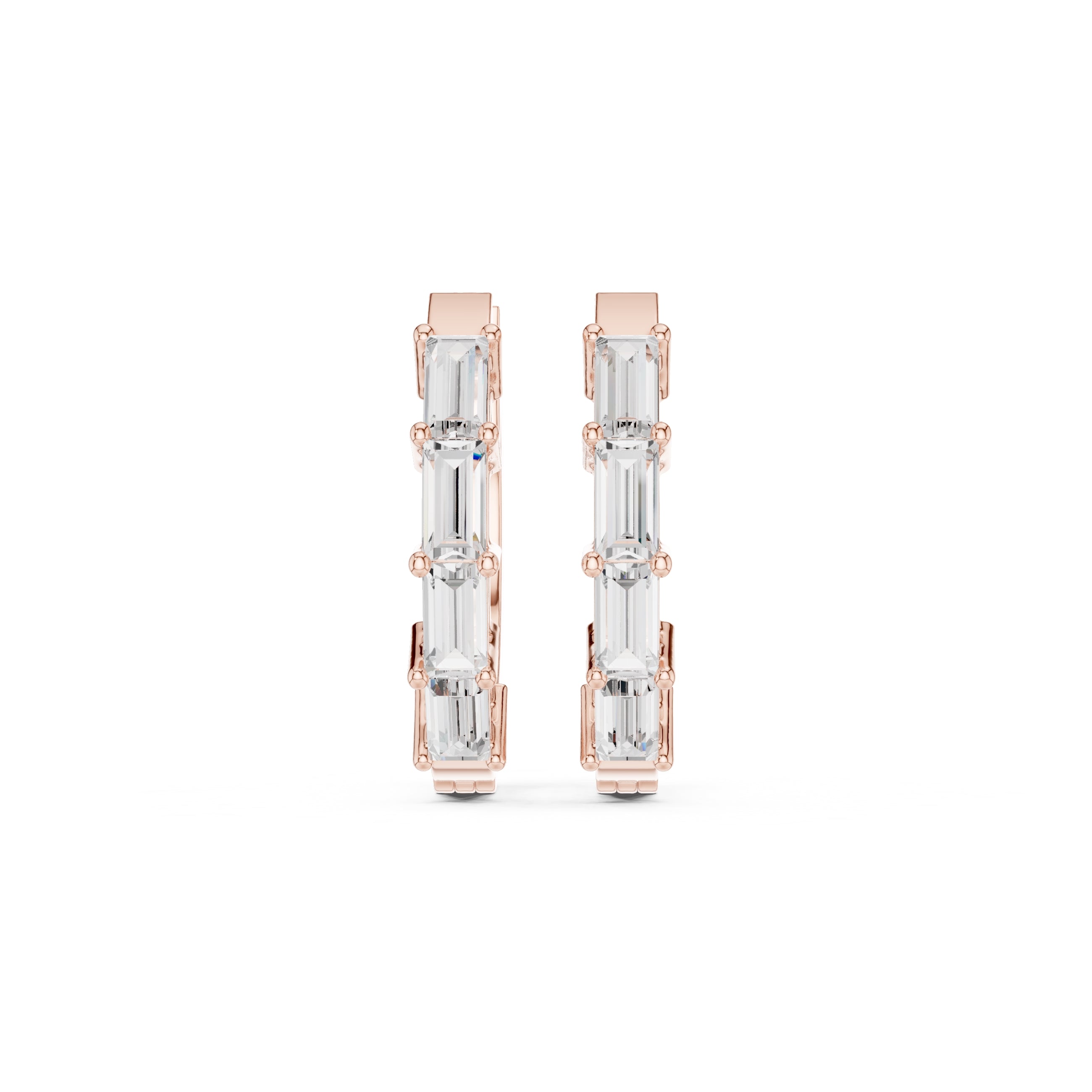 The Emerald-Cut Lan Grown Diamond Hoops Rose Gold