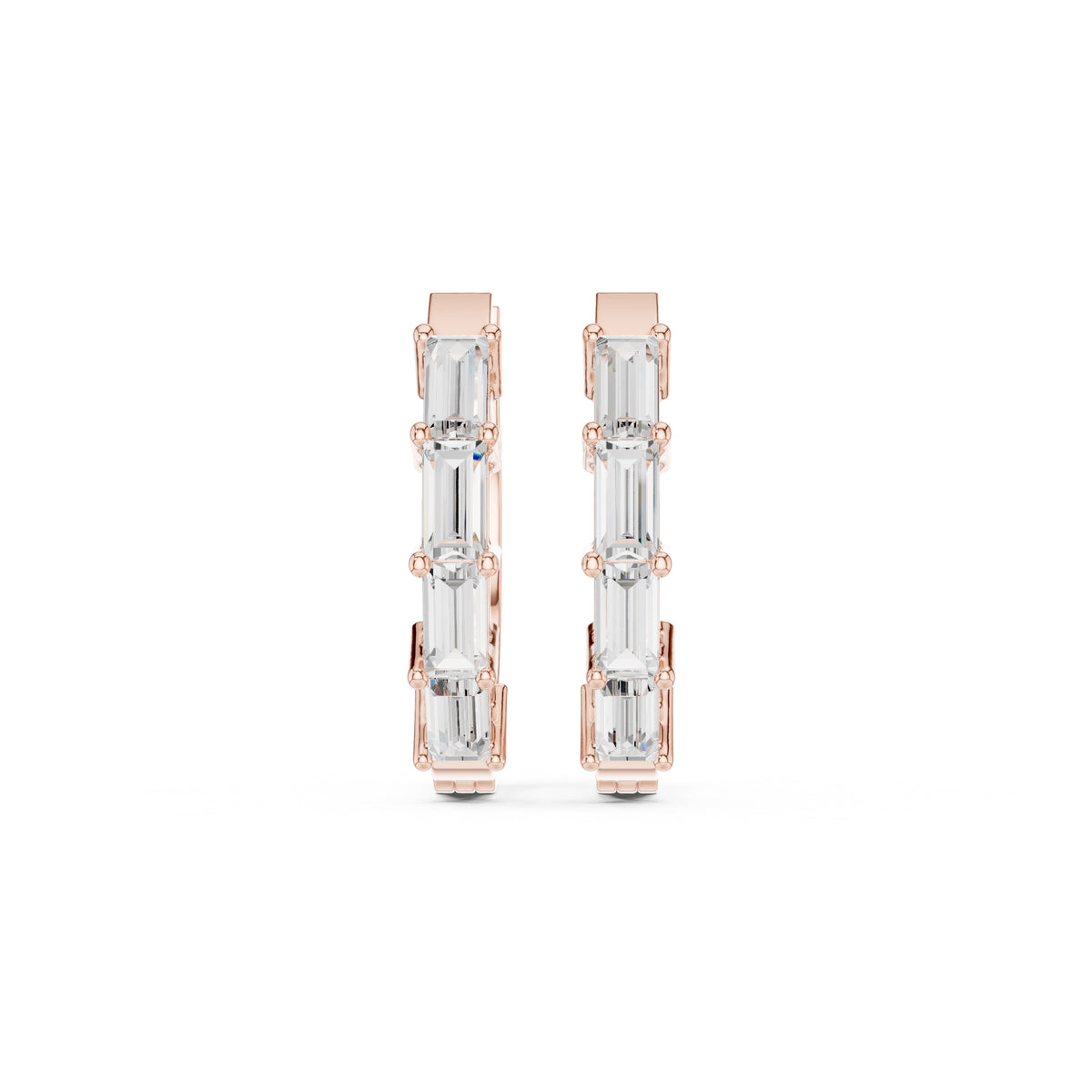 The Emerald-Cut Lab Grown Diamond Hoops Rose Gold