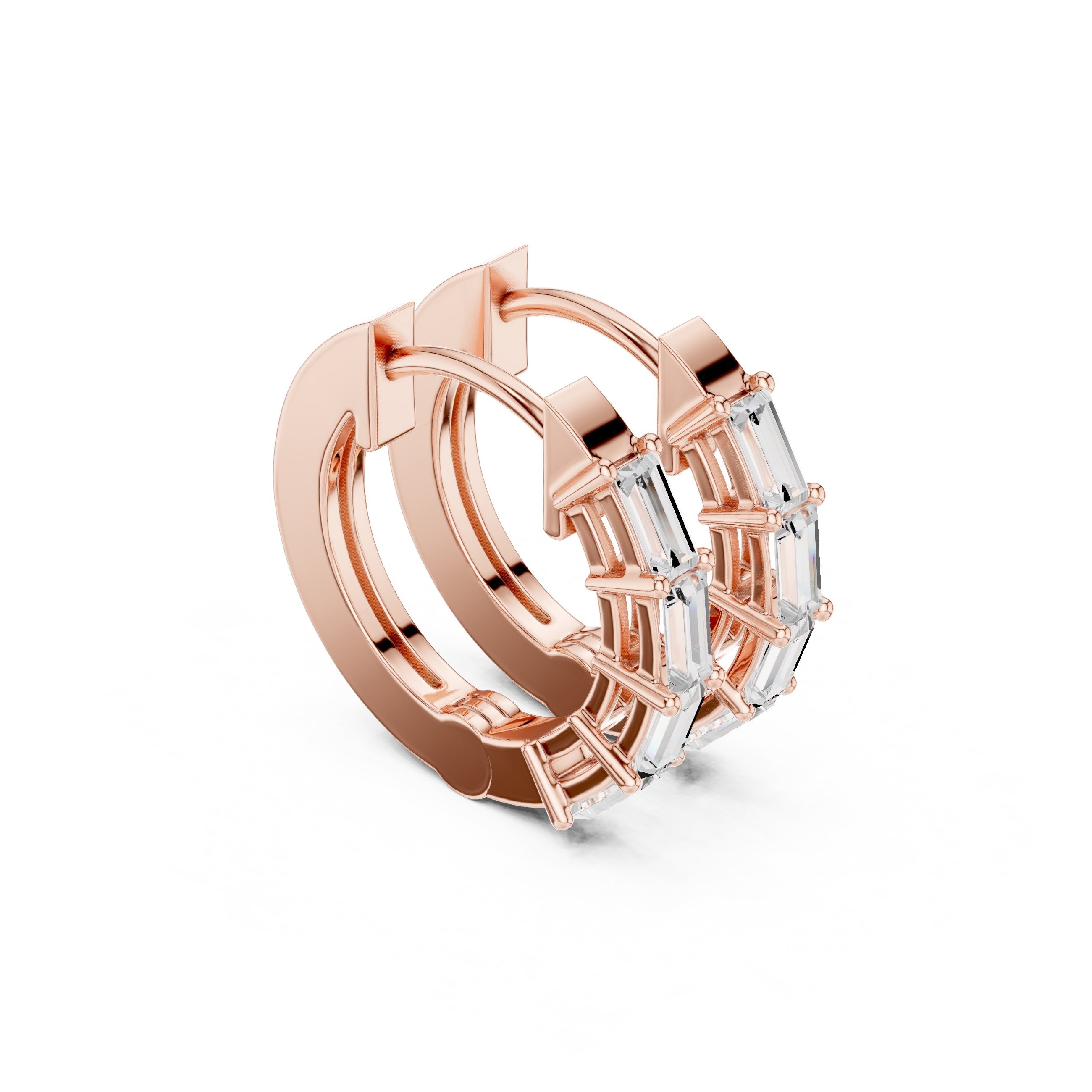 The Emerald-Cut Lan Grown Diamond Hoops Rose Gold