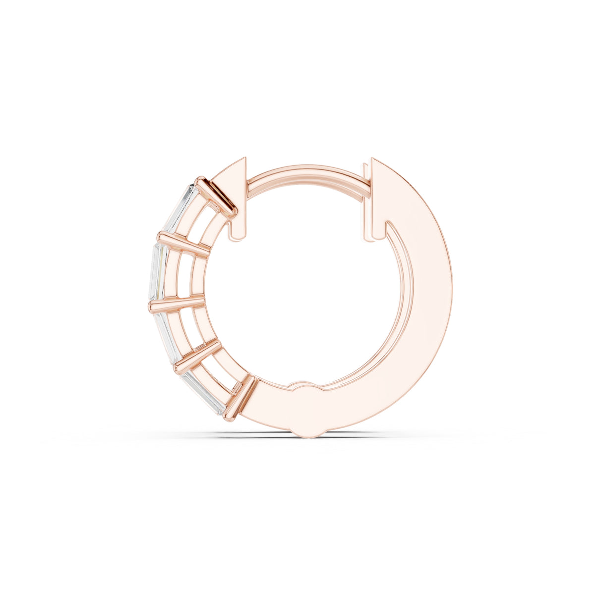 The Emerald-Cut Lan Grown Diamond Hoops Rose Gold
