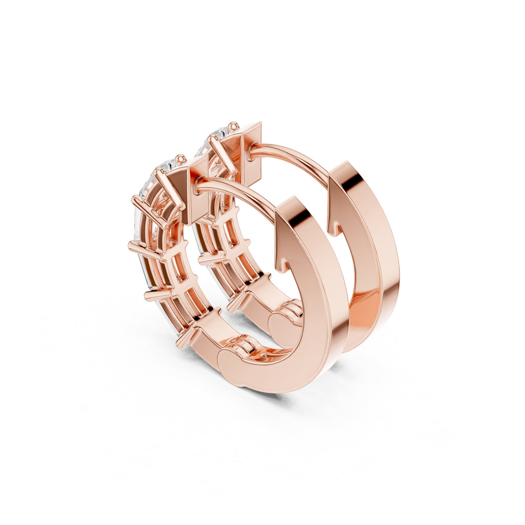 The Emerald-Cut Lan Grown Diamond Hoops Rose Gold