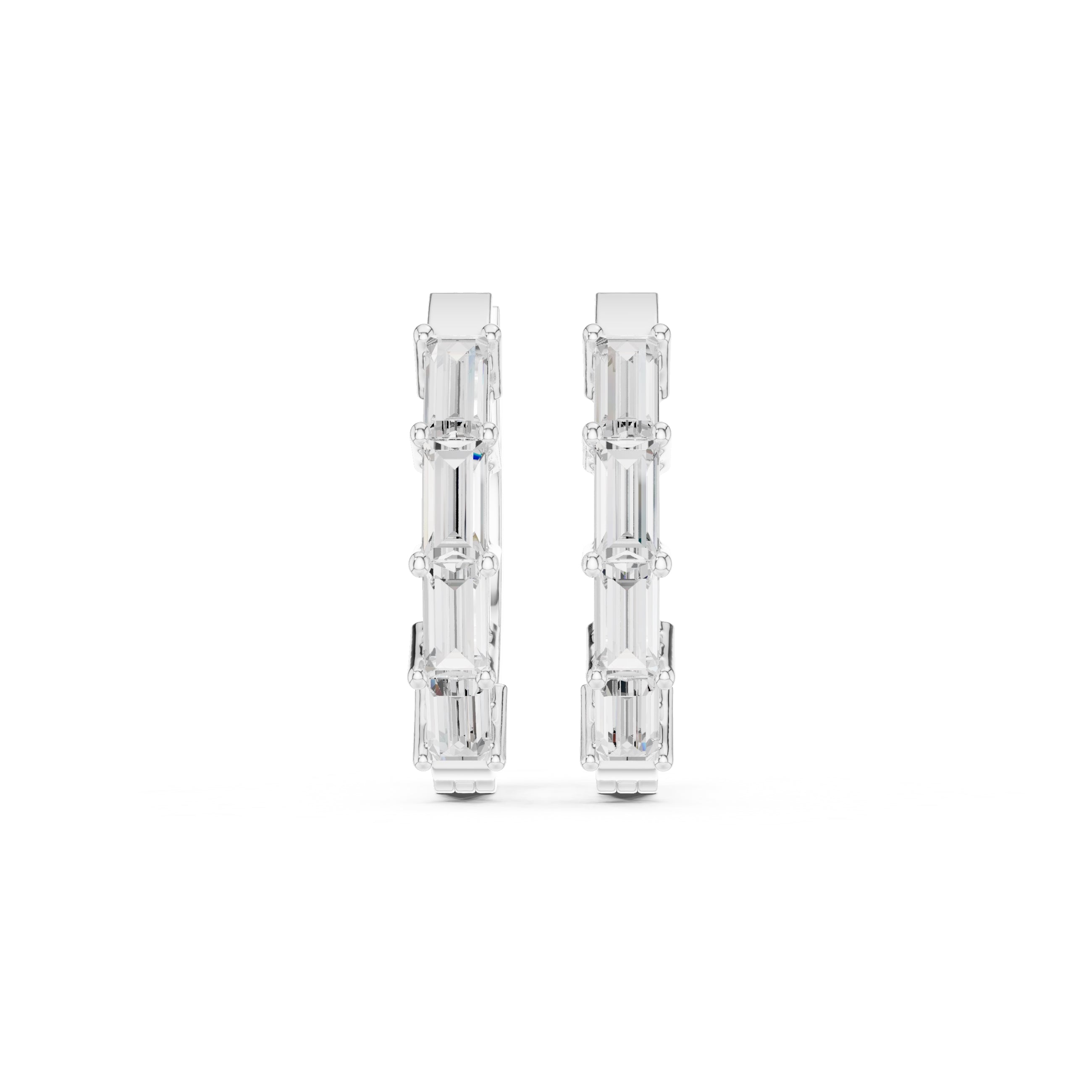 The Emerald-Cut Lan Grown Diamond Hoops White Gold