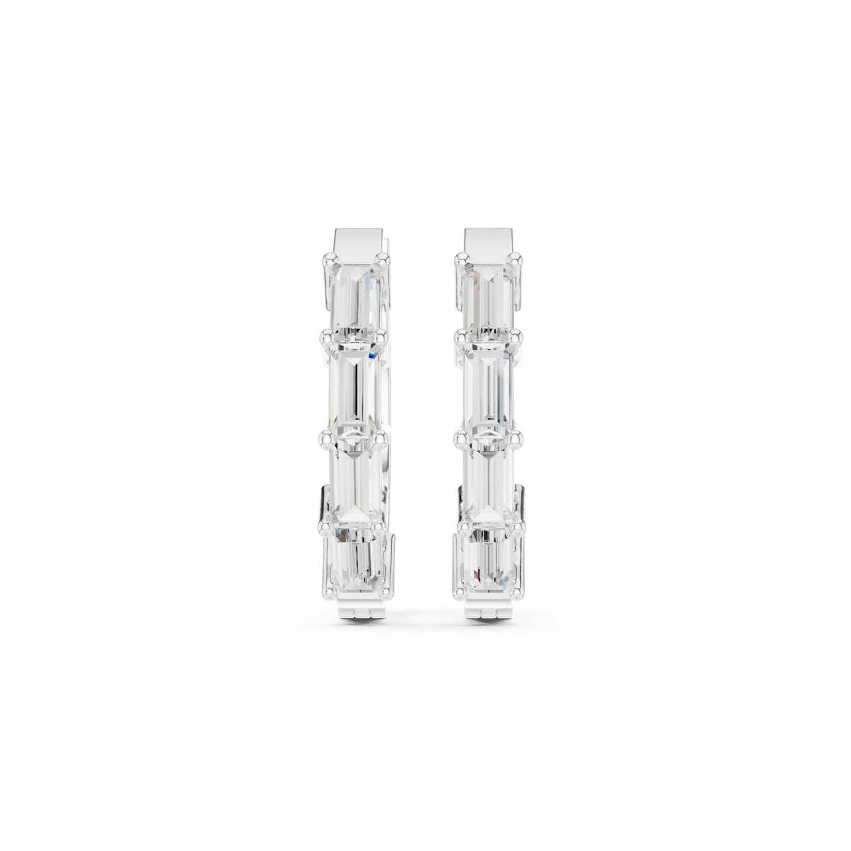 The Emerald-Cut Lab Grown Diamond Hoops White Gold