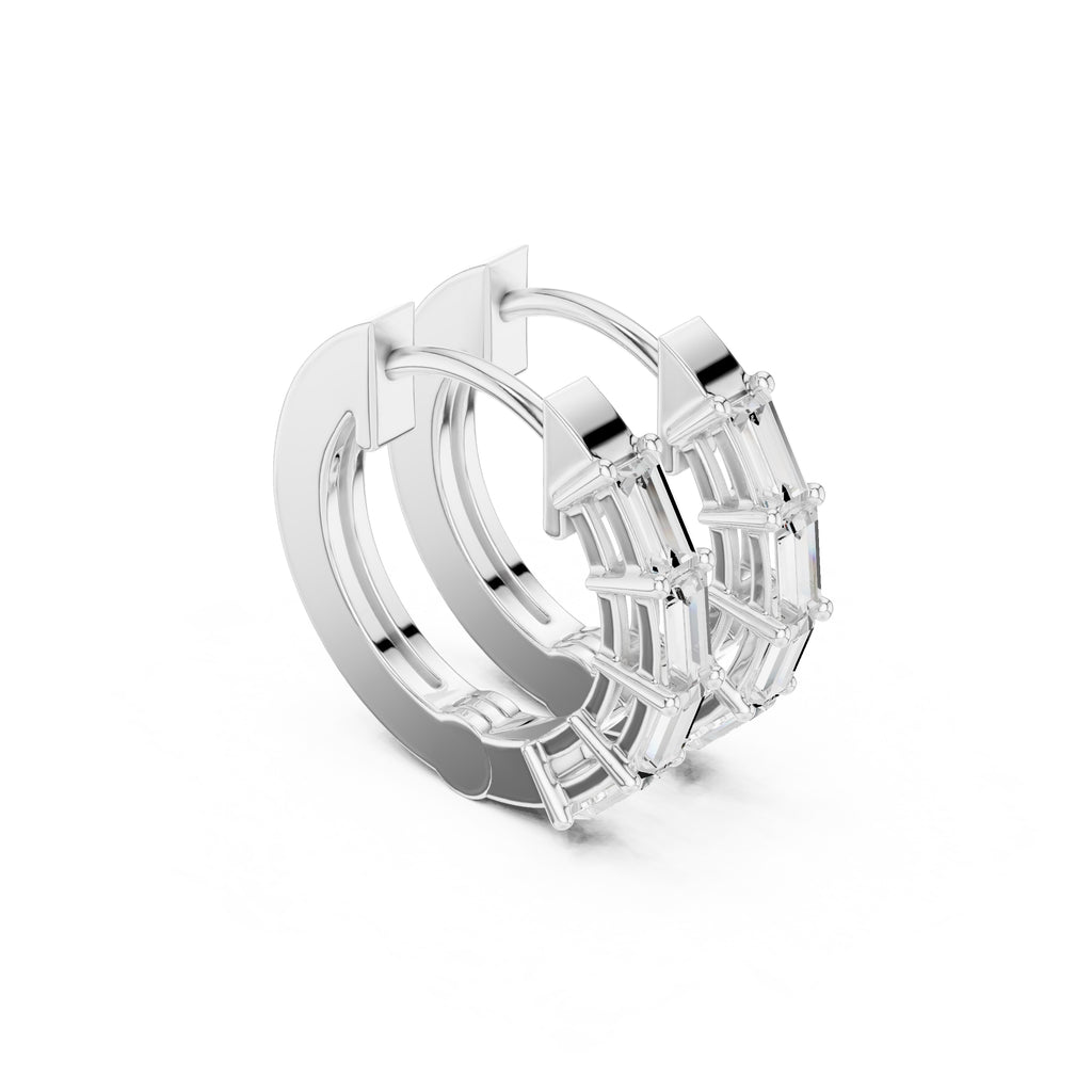 The Emerald-Cut Lan Grown Diamond Hoops White Gold