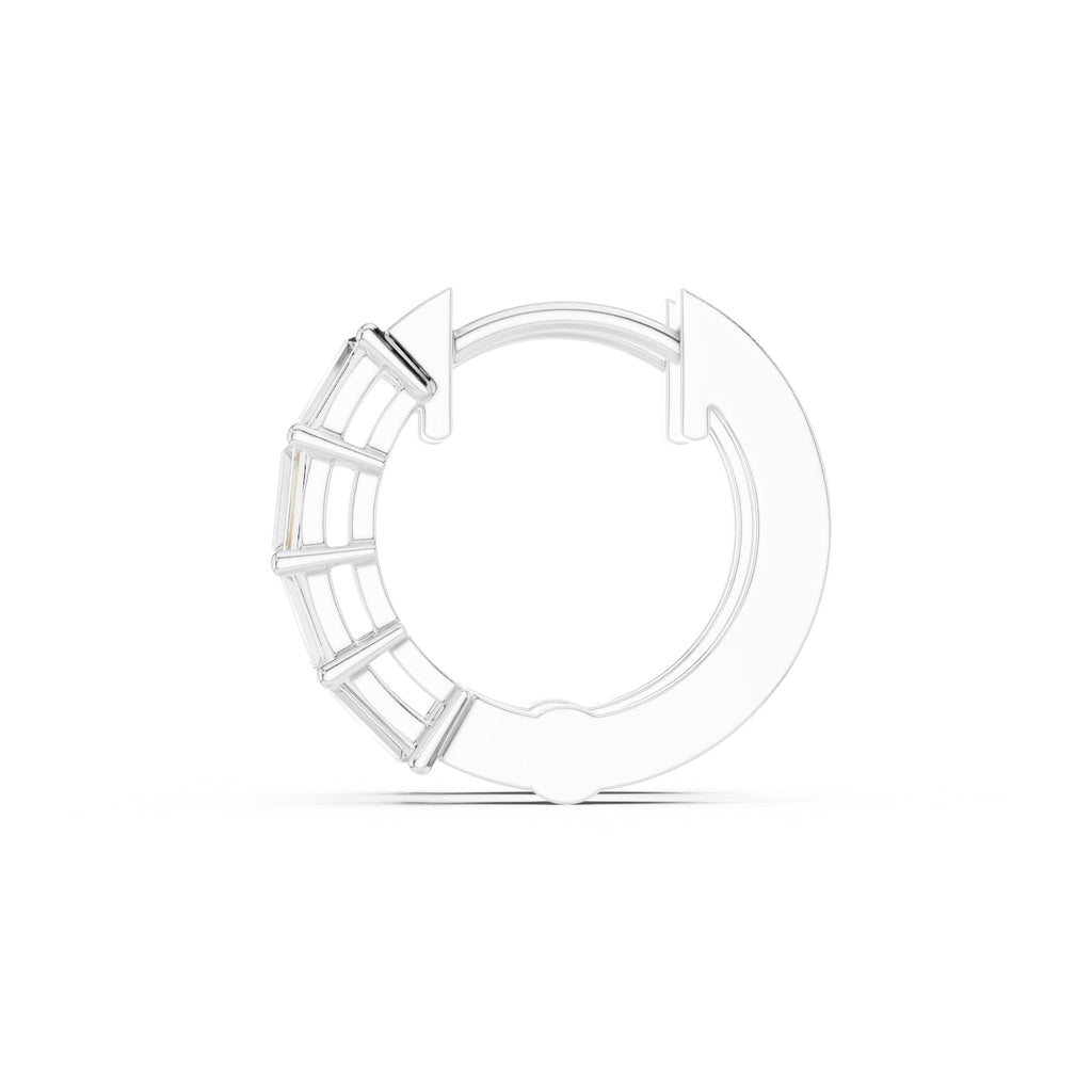 The Emerald-Cut Lan Grown Diamond Hoops White Gold