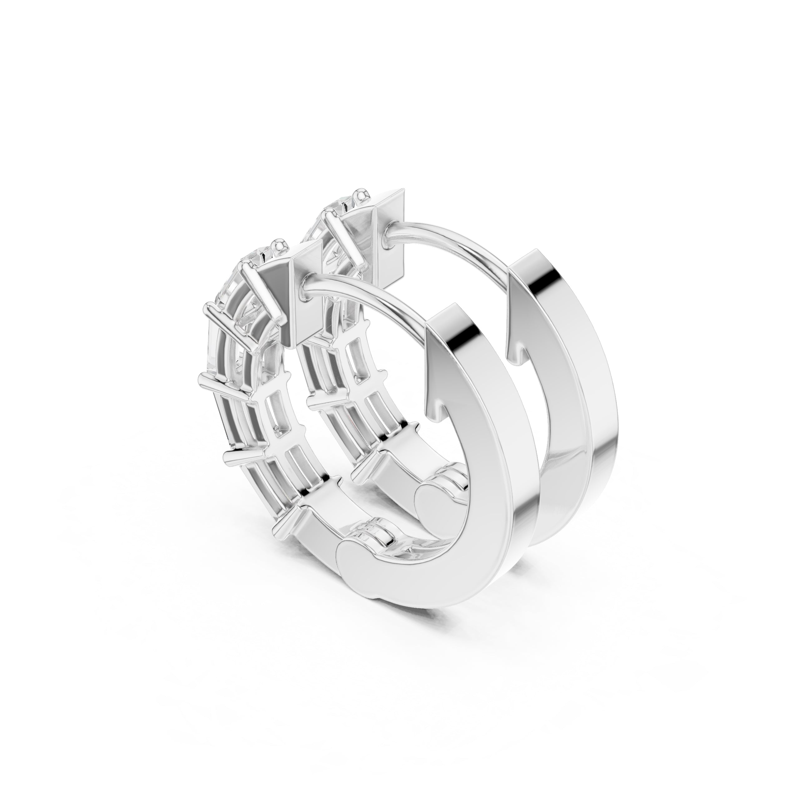 The Emerald-Cut Lan Grown Diamond Hoops White Gold