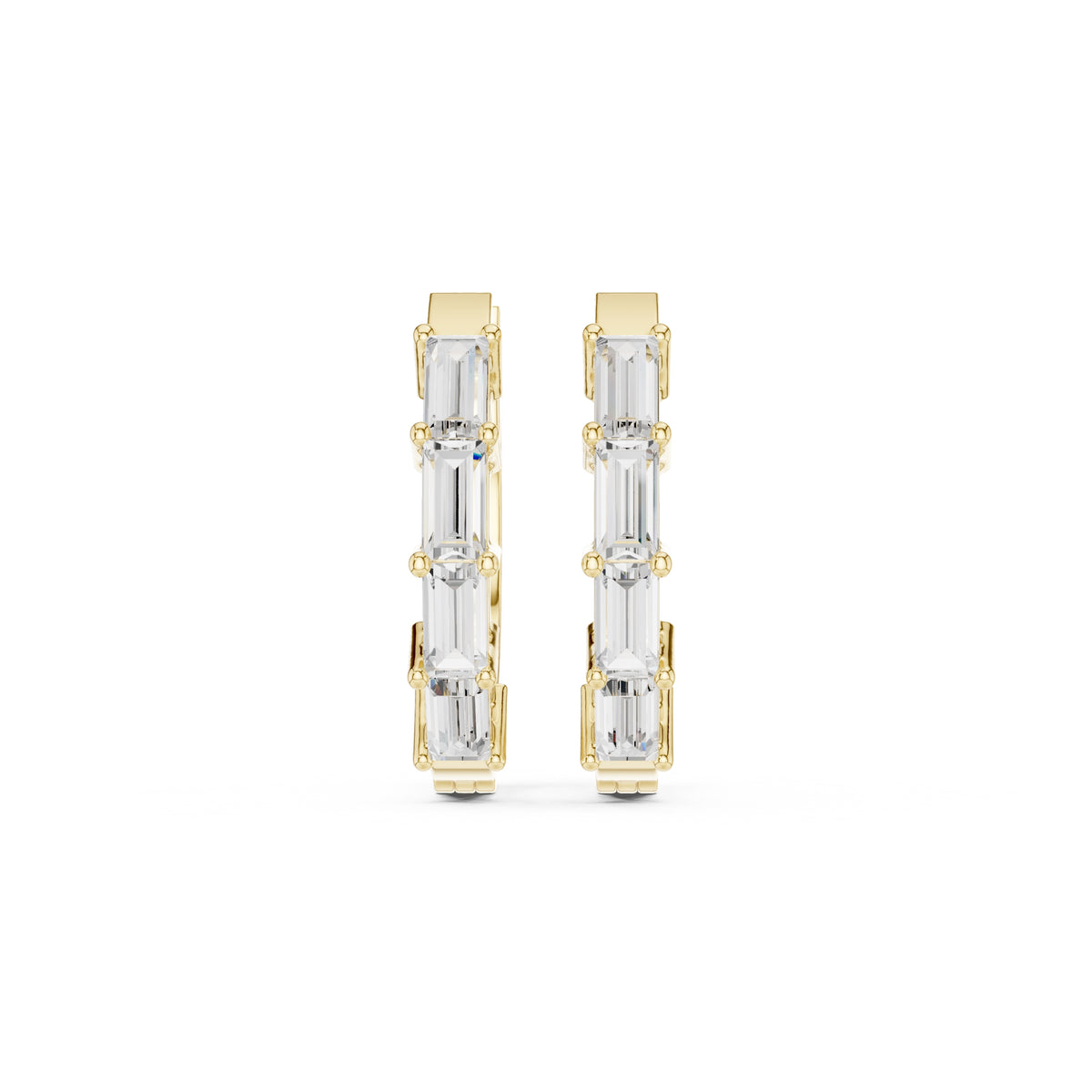 The Emerald-Cut Lan Grown Diamond Hoops Yellow Gold