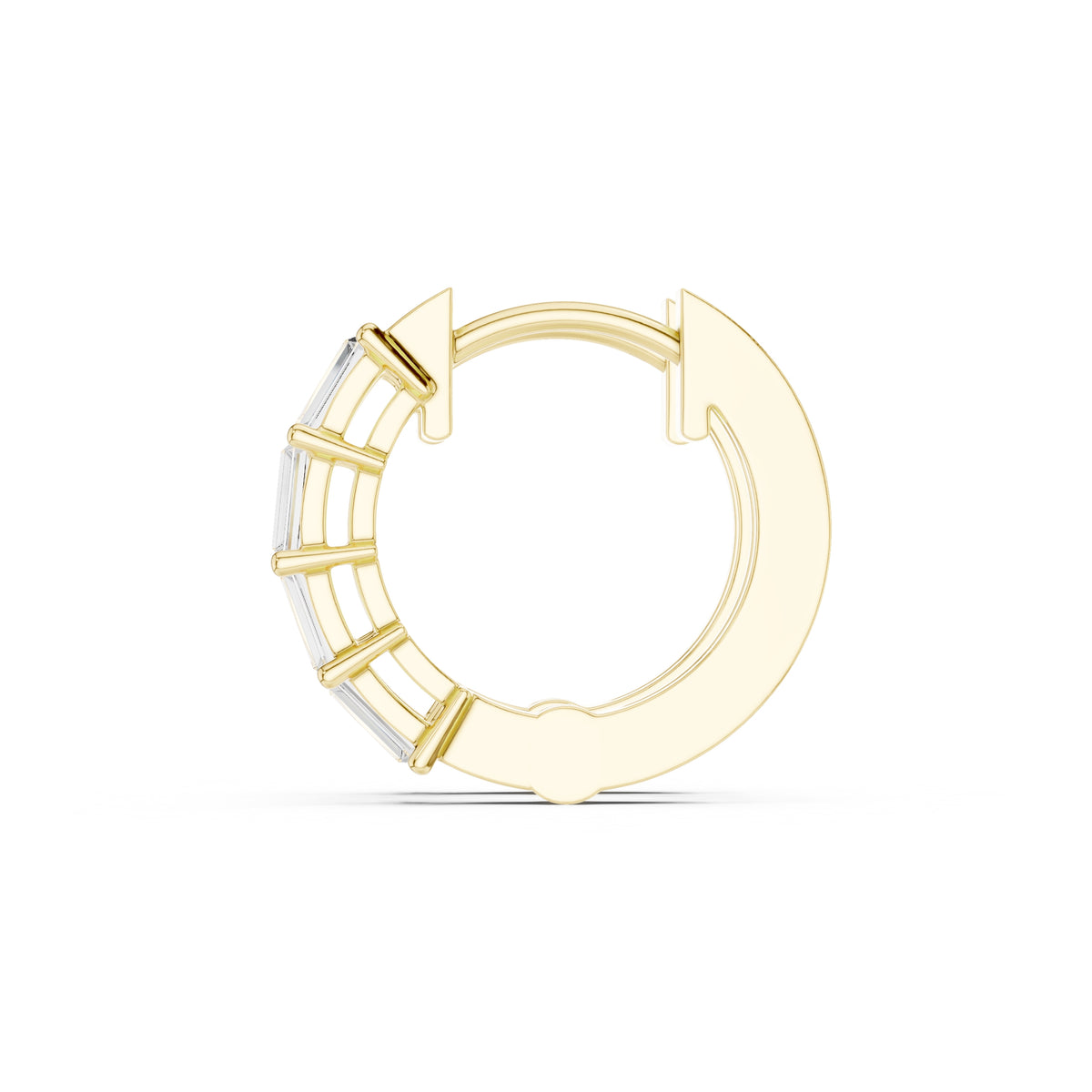 The Emerald-Cut Lan Grown Diamond Hoops Yellow Gold
