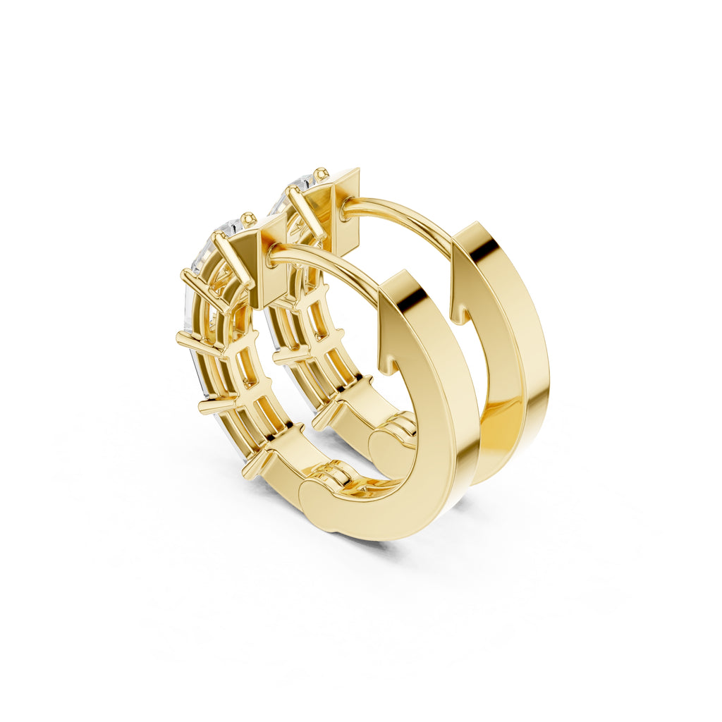 The Emerald-Cut Lan Grown Diamond Hoops Yellow Gold