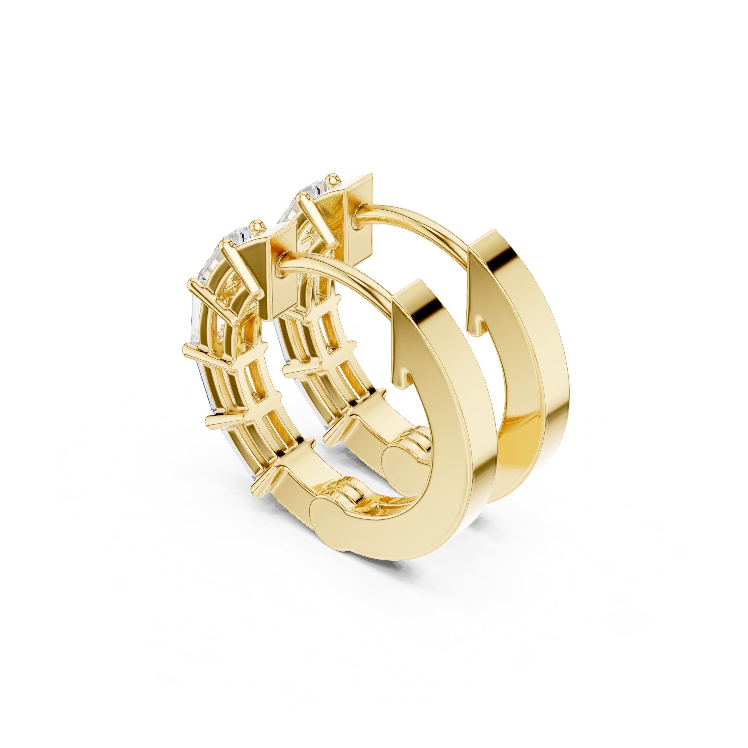 The Emerald-Cut Lan Grown Diamond Hoops Yellow Gold