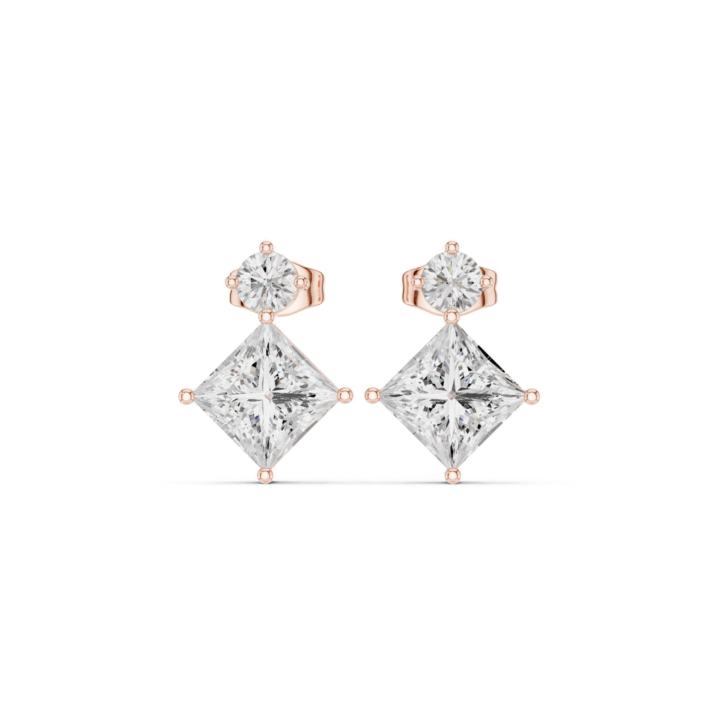 The Kite Drop Lan Grown Diamond Studs Rose Gold