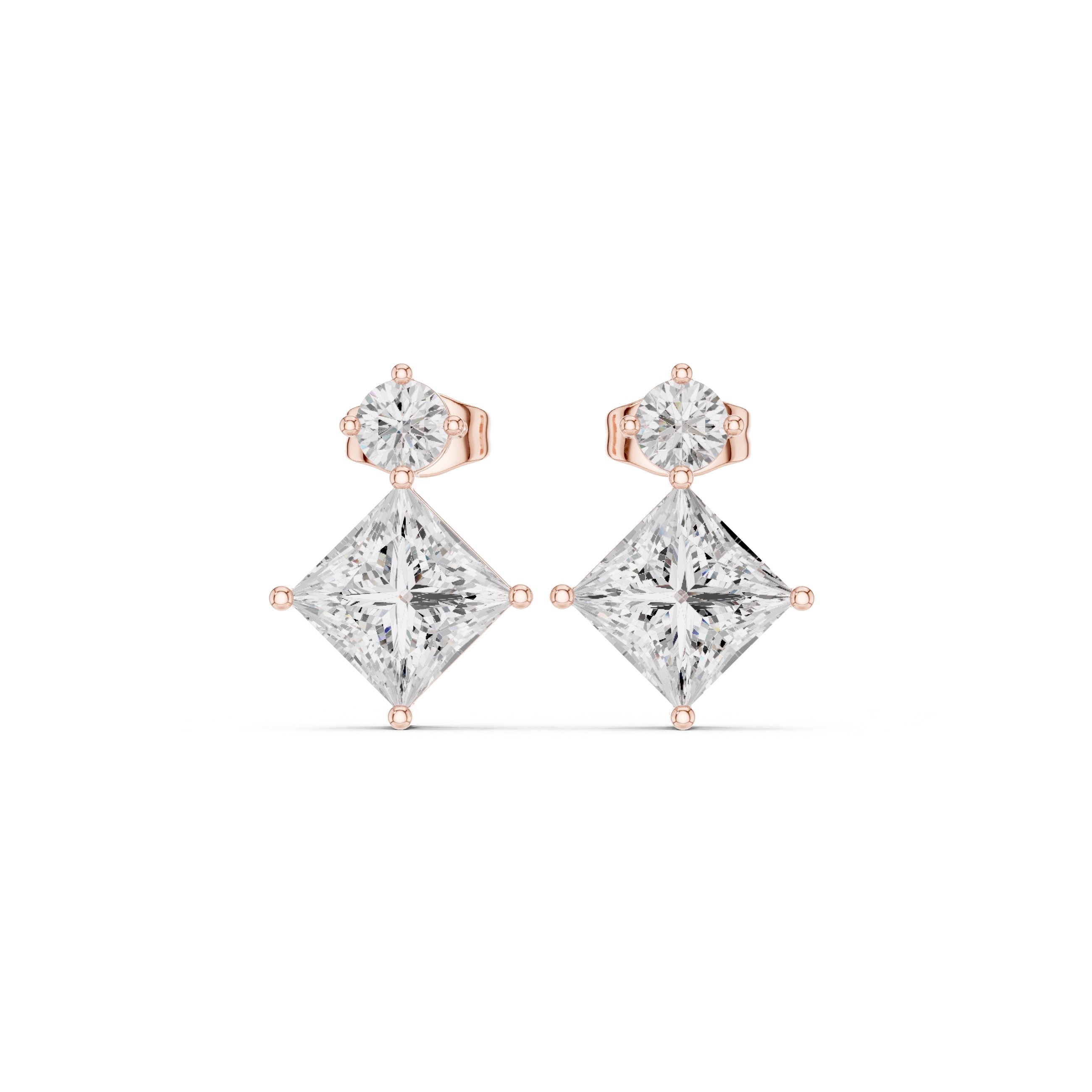 The Kite Drop Lan Grown Diamond Studs Rose Gold