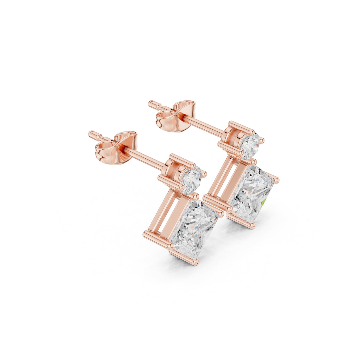 The Kite Drop Lan Grown Diamond Studs Rose Gold