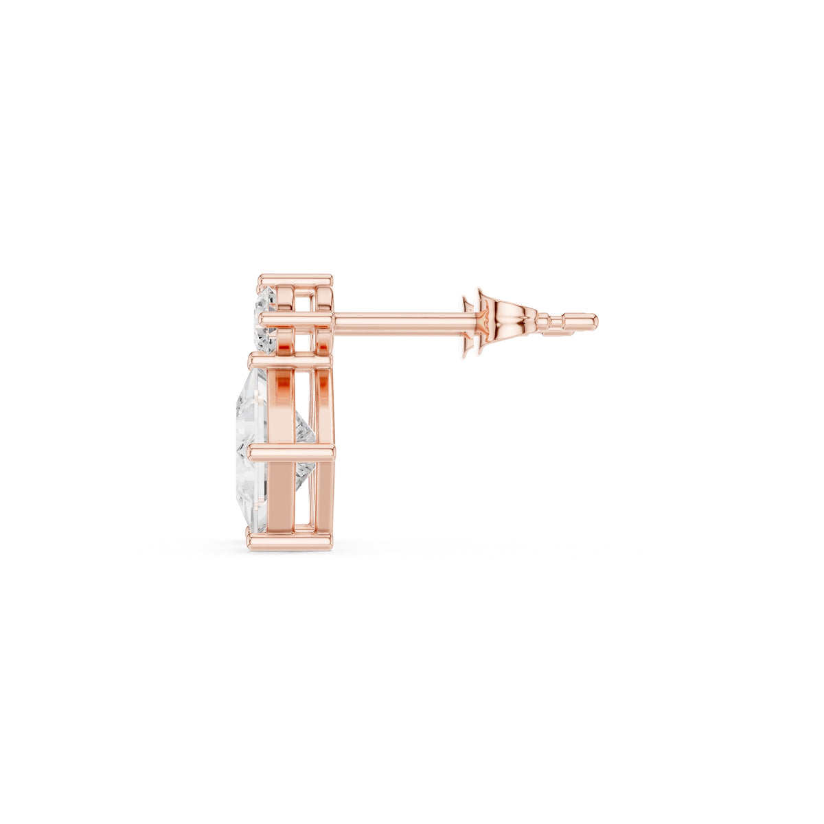 The Kite Drop Lan Grown Diamond Studs Rose Gold