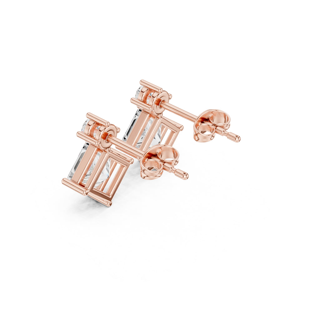 The Kite Drop Lan Grown Diamond Studs Rose Gold