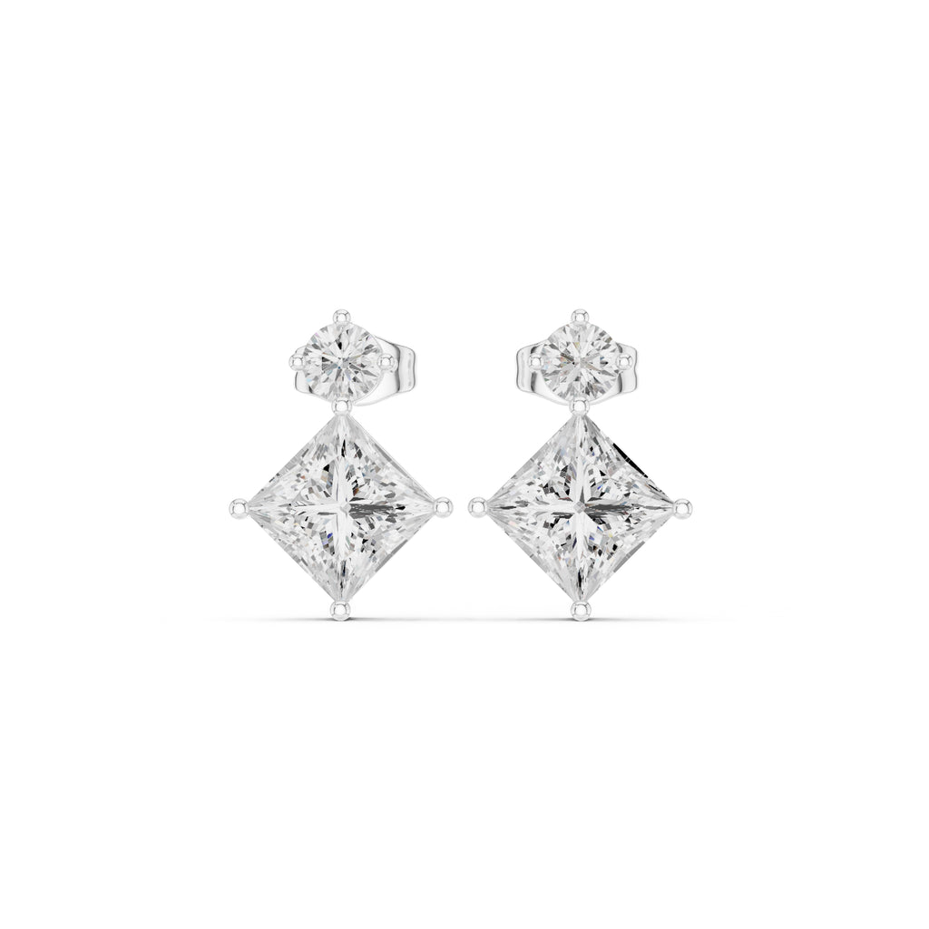 The Kite Drop Lan Grown Diamond Studs White Gold