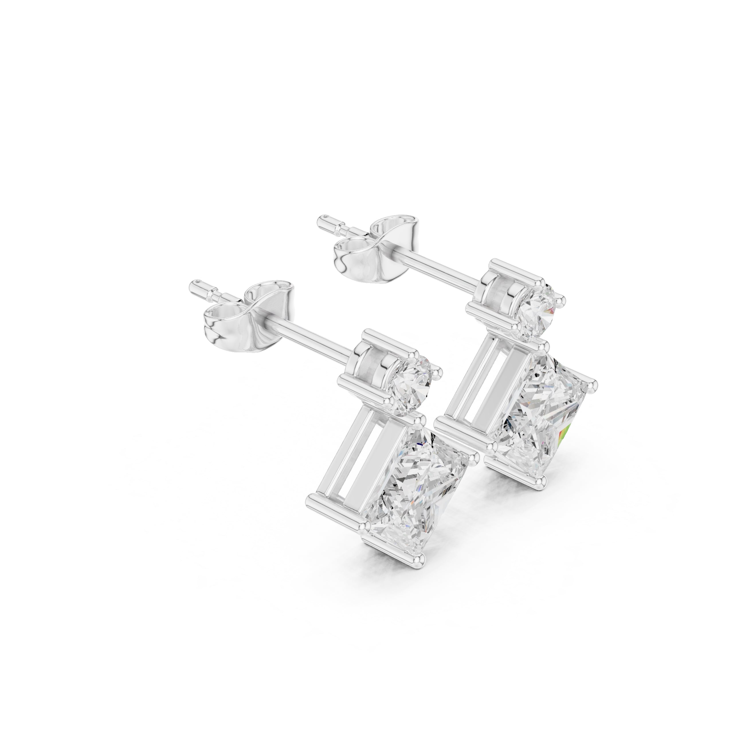 The Kite Drop Lan Grown Diamond Studs White Gold