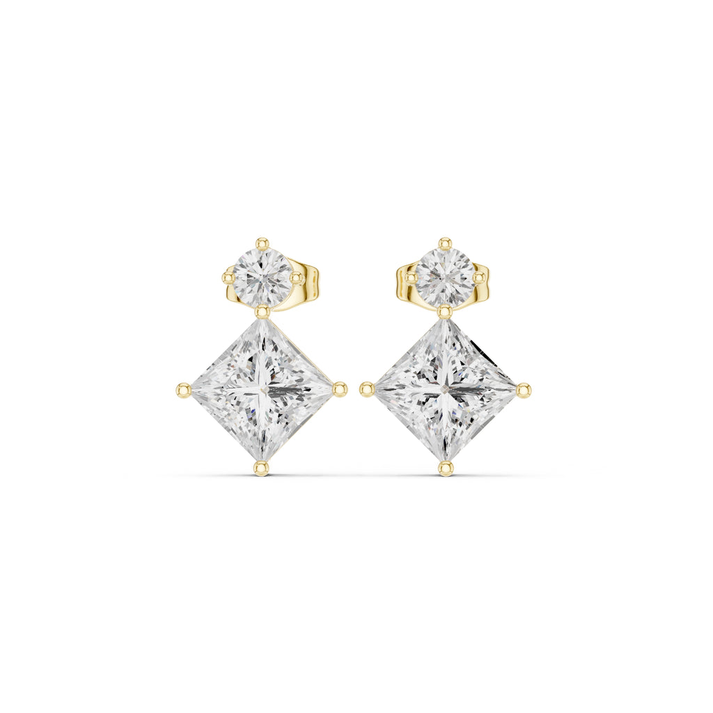 The Kite Drop Lan Grown Diamond Studs Yellow Gold