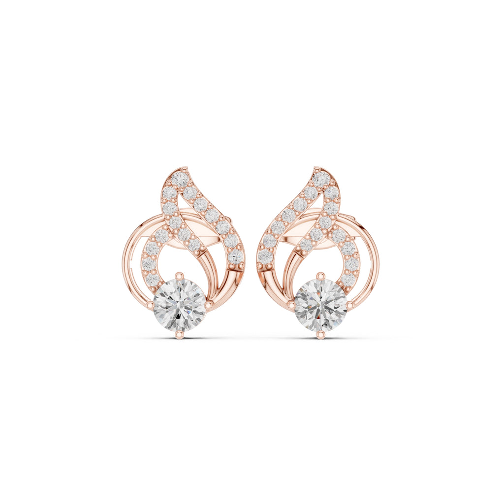 The Swirl Lan Grown Diamond Studs Rose Gold