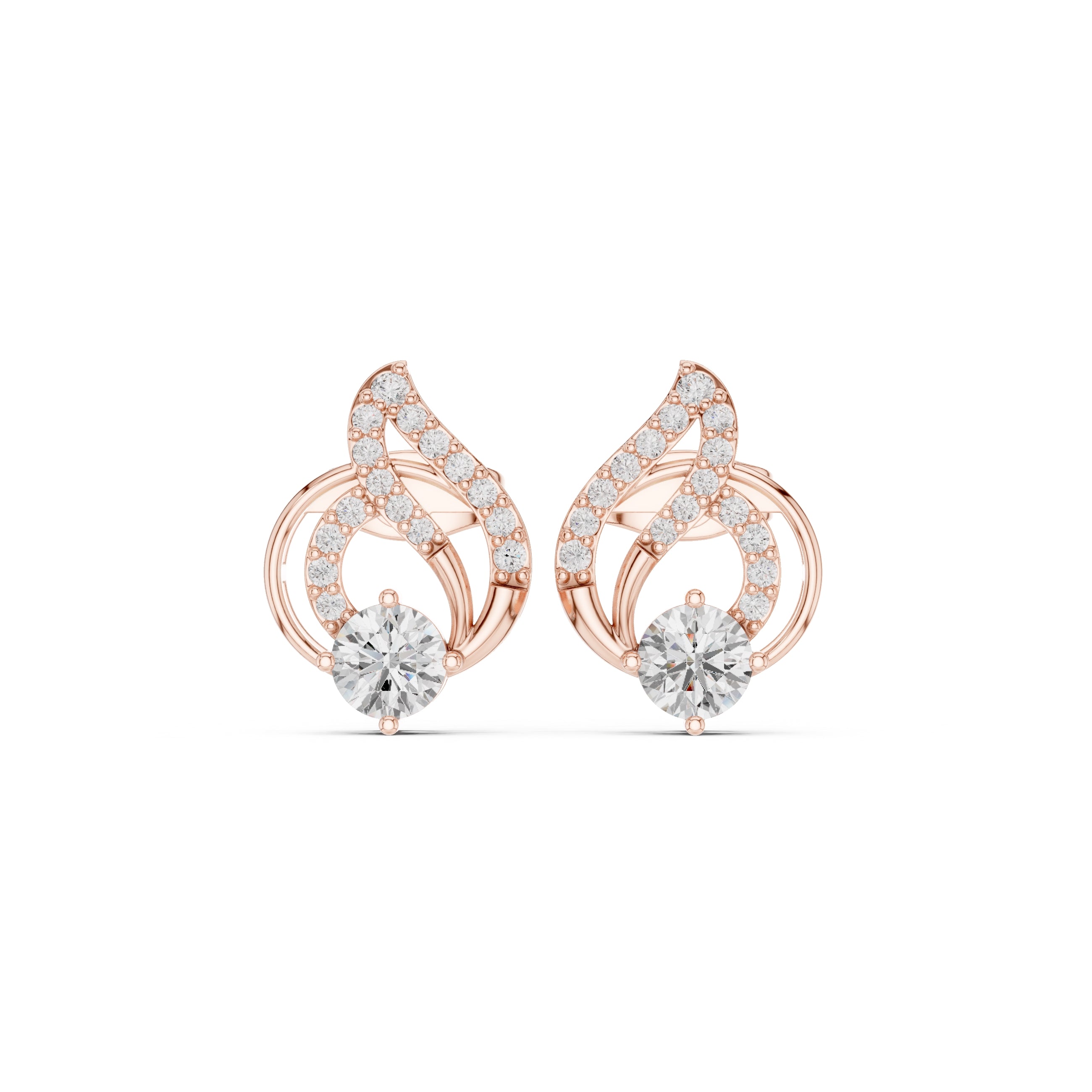 The Swirl Lan Grown Diamond Studs Rose Gold