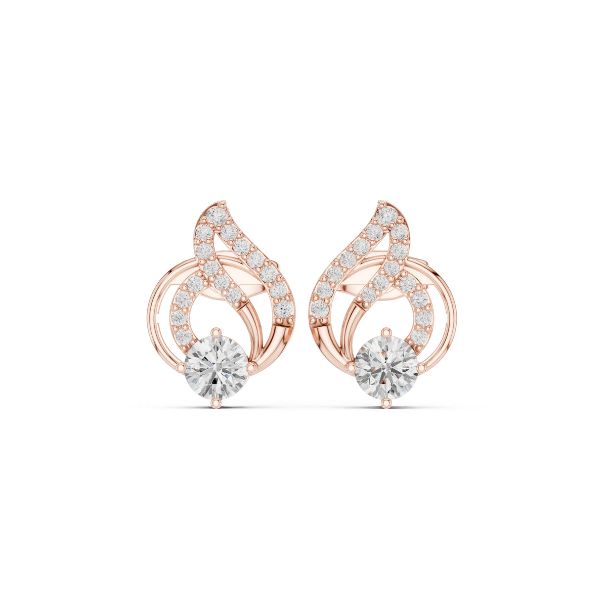 The Swirl Lab Grown Diamond Studs Rose Gold