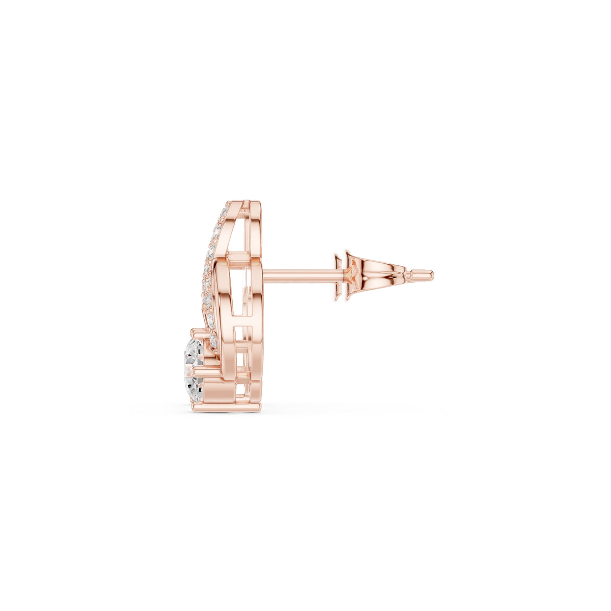 The Swirl Lan Grown Diamond Studs Rose Gold