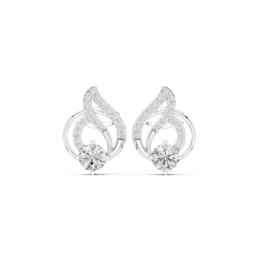 The Swirl Lan Grown Diamond Studs White Gold