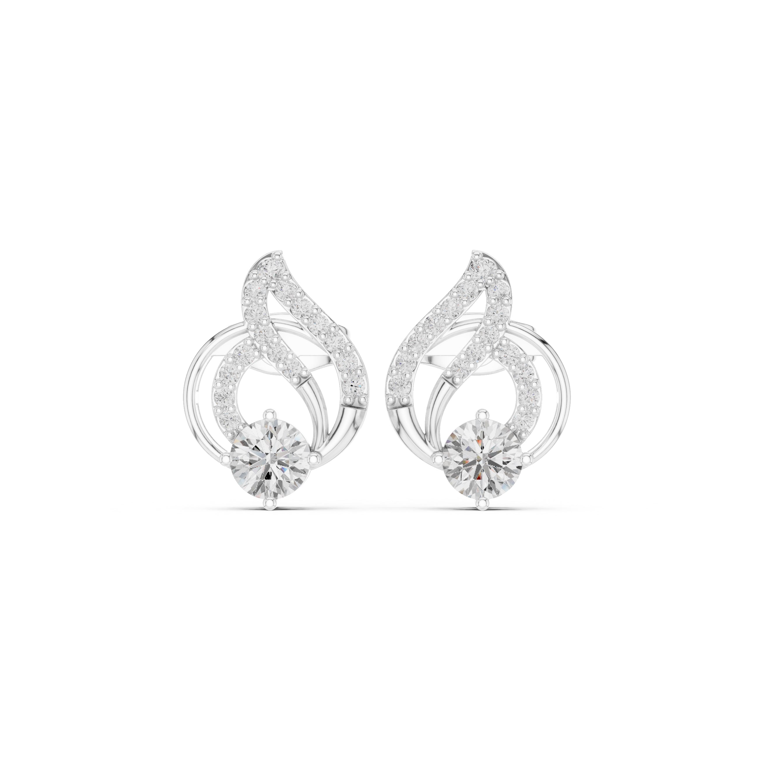 The Swirl Lan Grown Diamond Studs White Gold