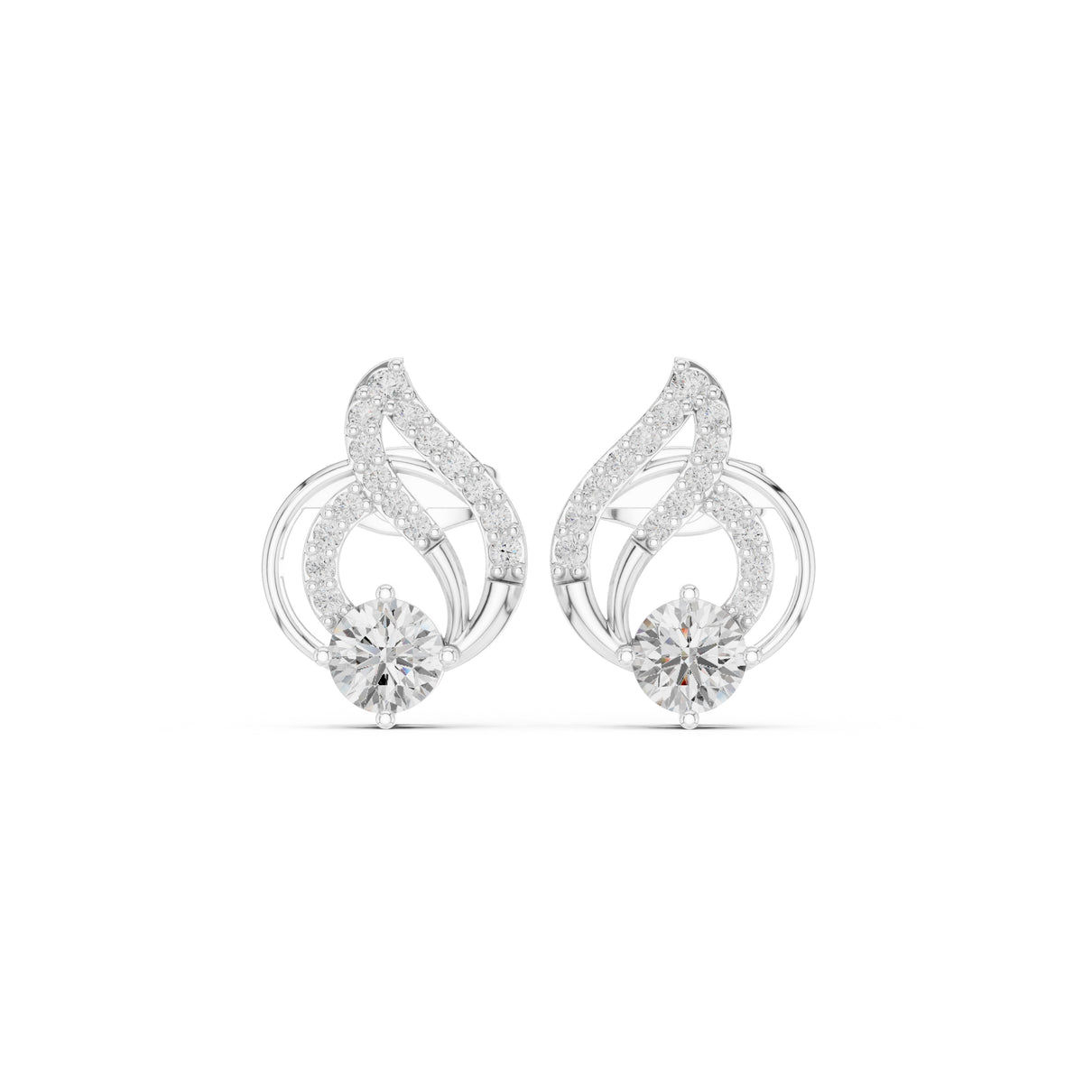 The Swirl Lab Grown Diamond Studs White Gold