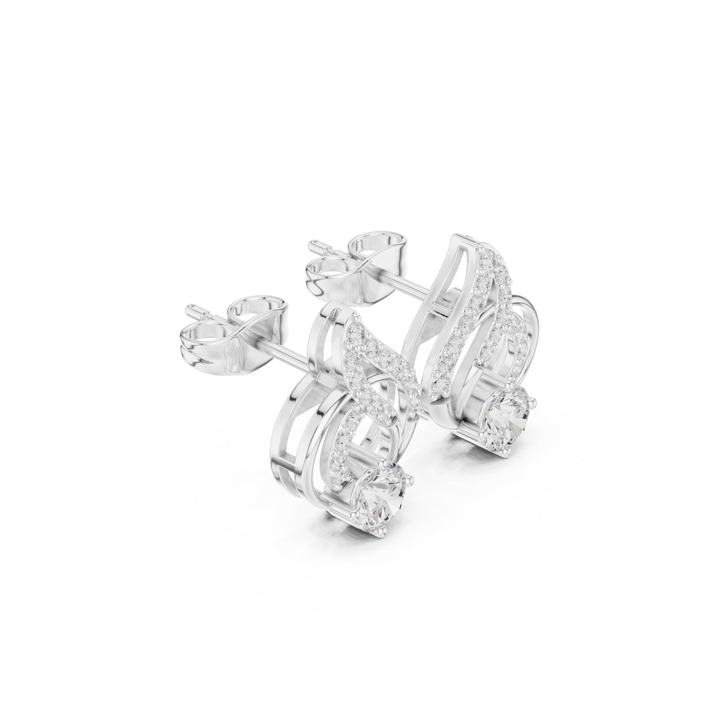The Swirl Lan Grown Diamond Studs White Gold