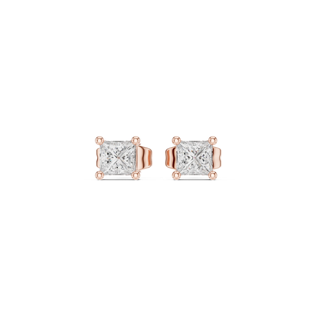 The Princess Lan Grown Diamond Solitaire Studs Rose Gold