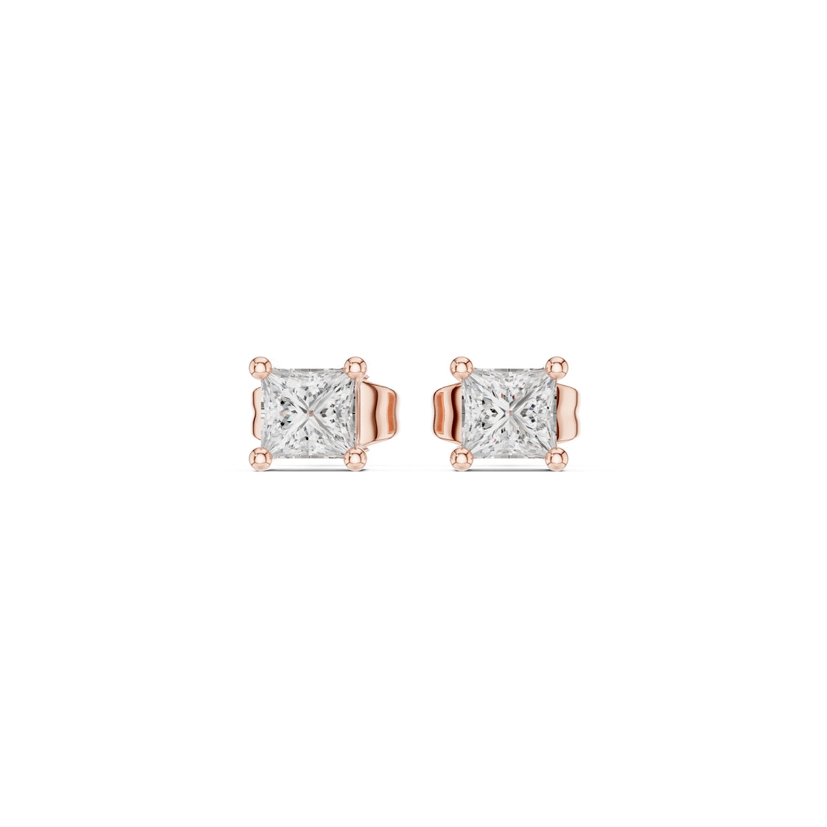 The Princess Lan Grown Diamond Solitaire Studs Rose Gold