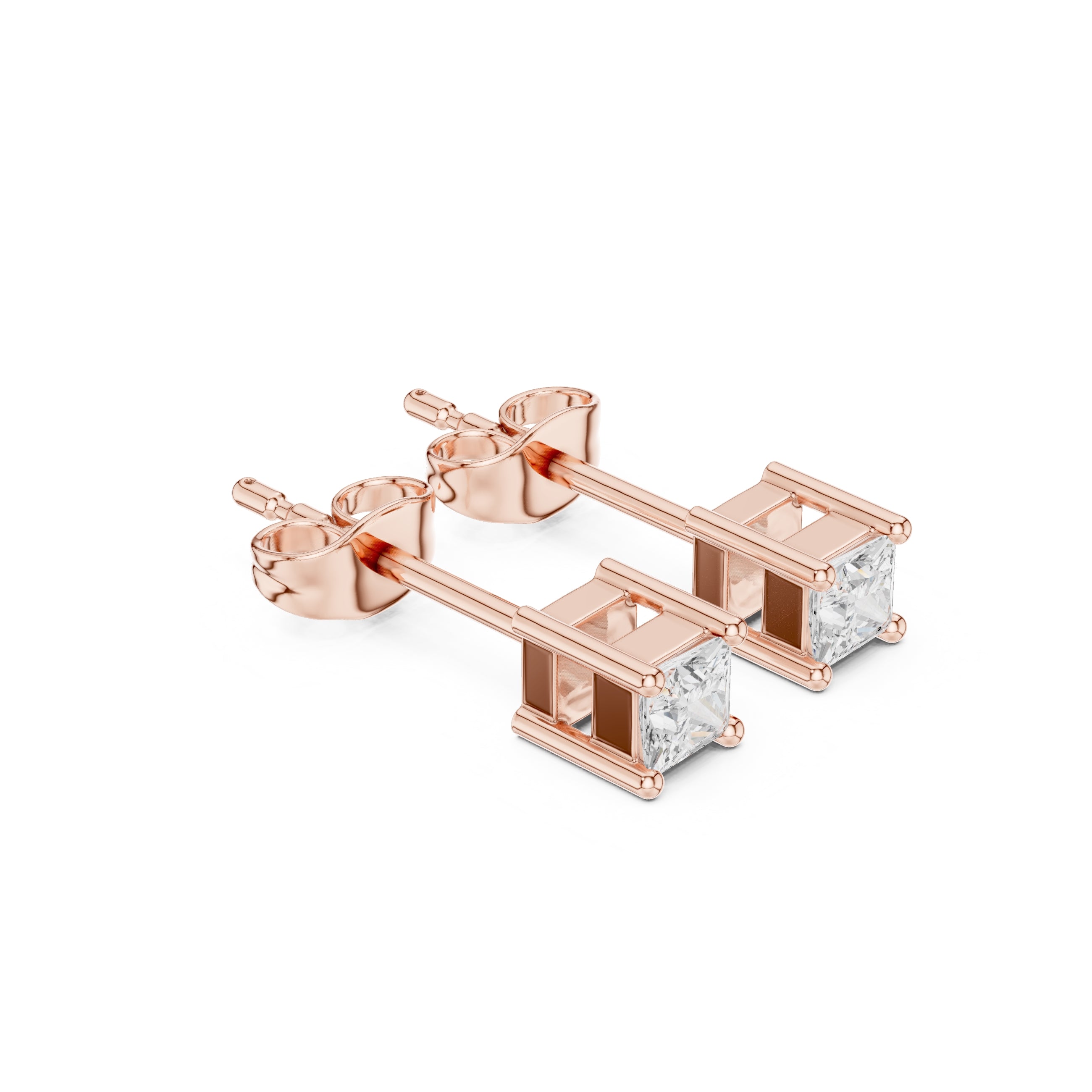 The Princess Lan Grown Diamond Solitaire Studs Rose Gold