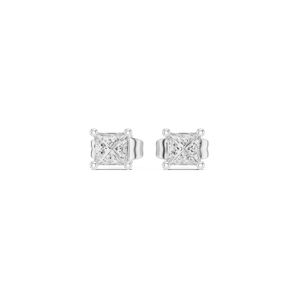 The Princess Lan Grown Diamond Solitaire Studs White Gold