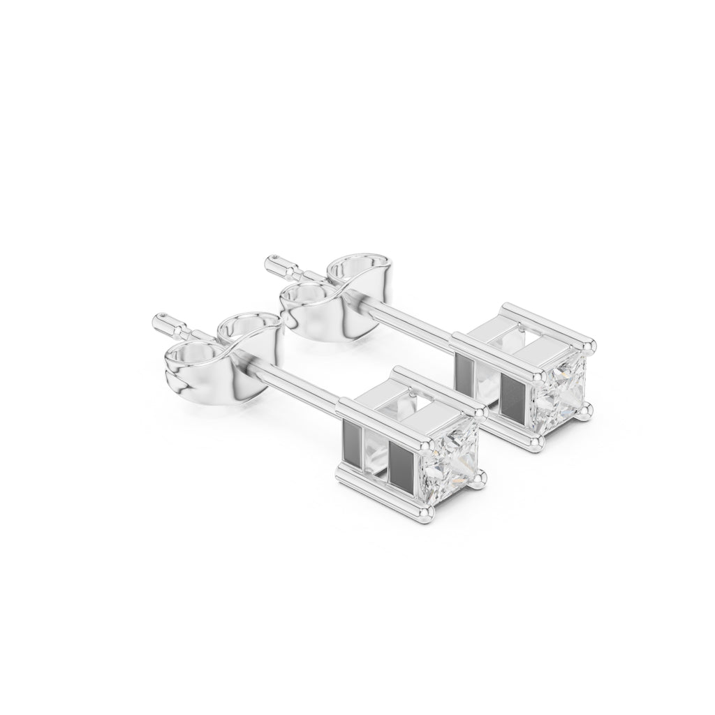 The Princess Lan Grown Diamond Solitaire Studs White Gold
