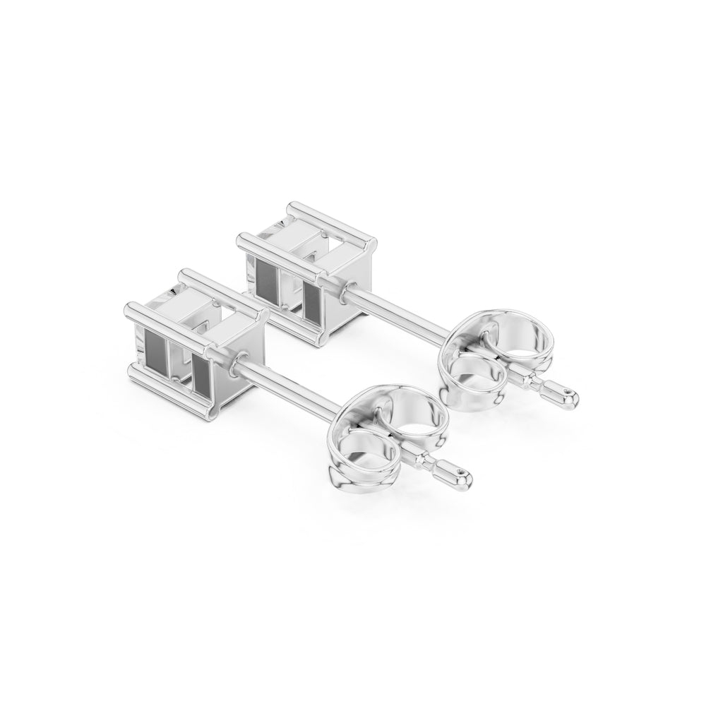 The Princess Lan Grown Diamond Solitaire Studs White Gold