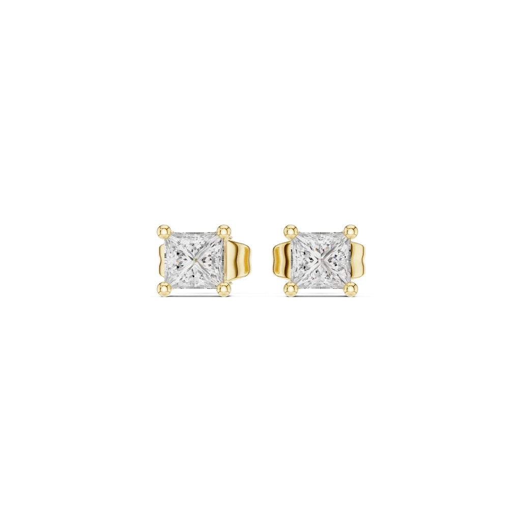 The Princess Lan Grown Diamond Solitaire Studs Yellow Gold
