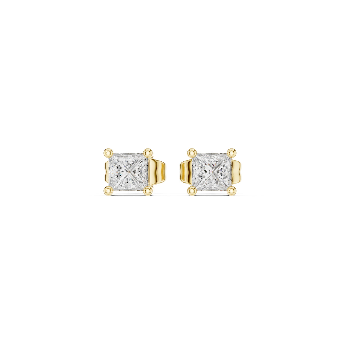The Princess Lan Grown Diamond Solitaire Studs Yellow Gold