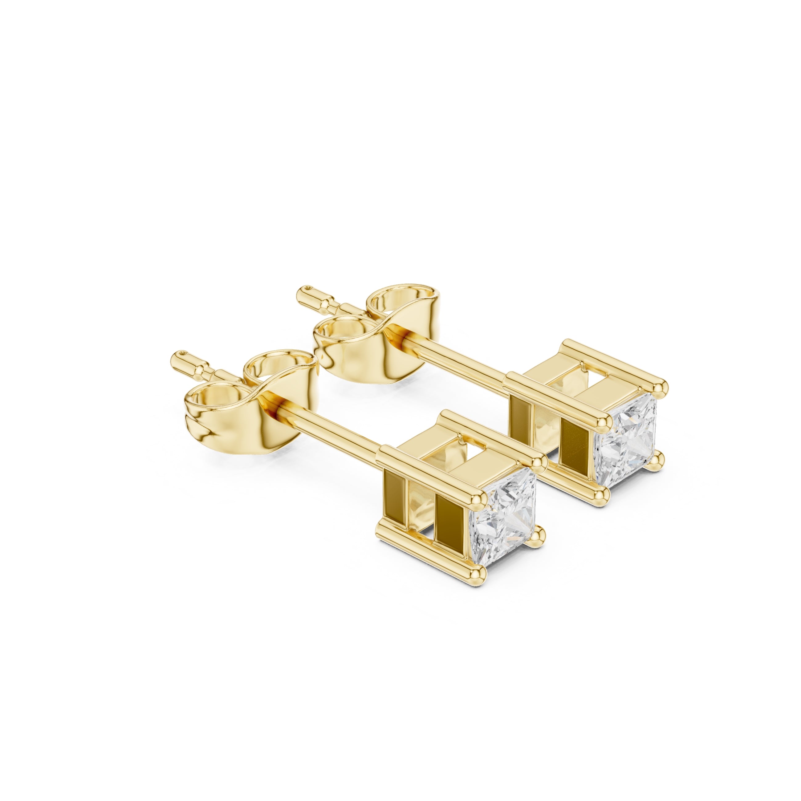 The Princess Lan Grown Diamond Solitaire Studs Yellow Gold