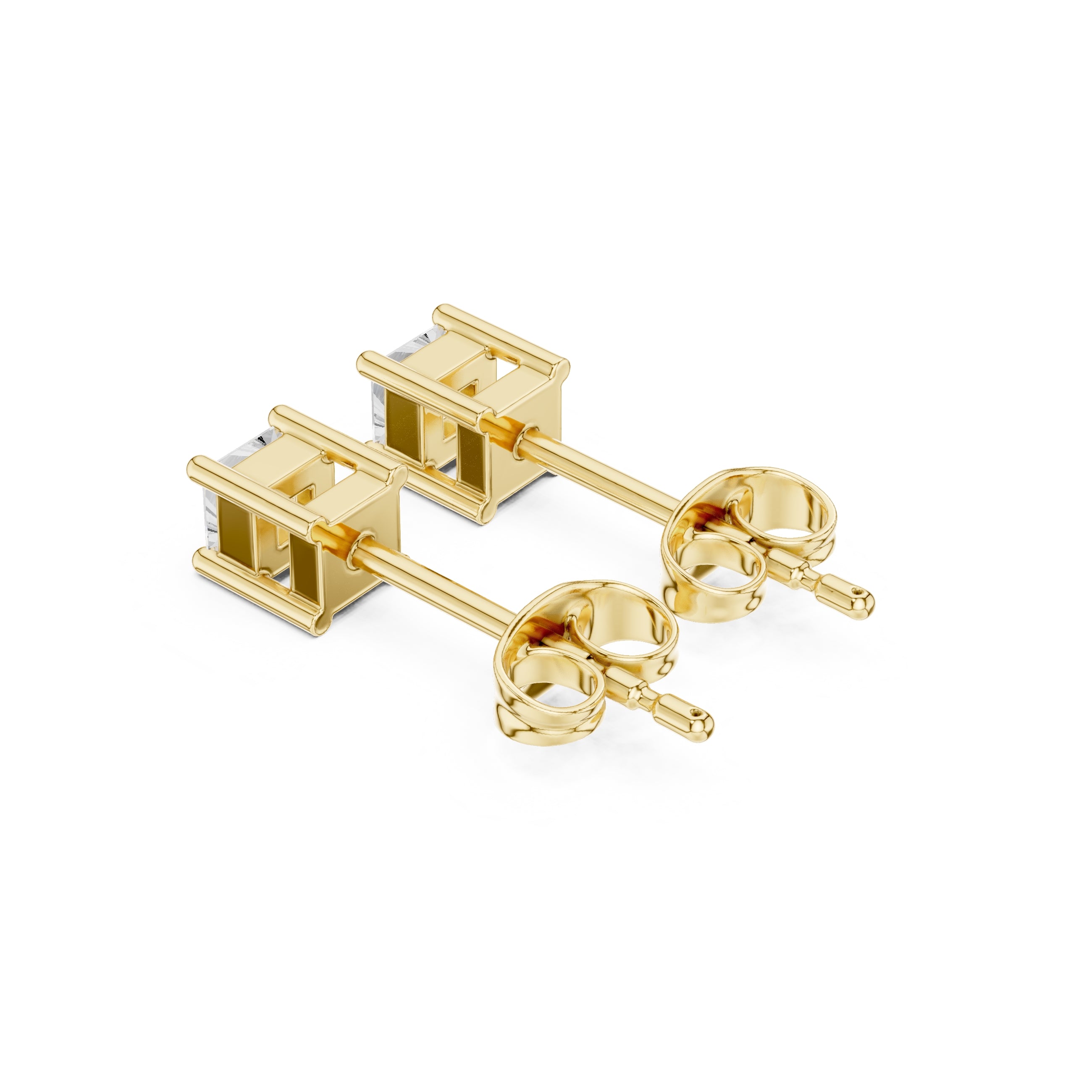 The Princess Lan Grown Diamond Solitaire Studs Yellow Gold