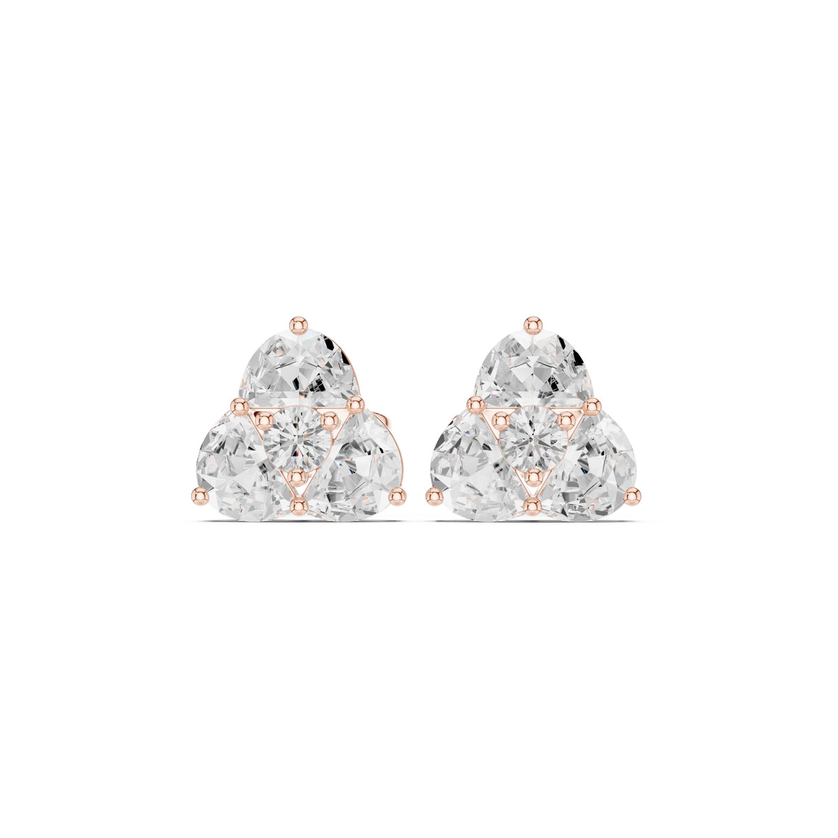 The Trefoil Lan Grown Diamond Studs Rose Gold