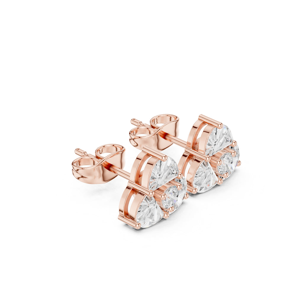 The Trefoil Lan Grown Diamond Studs Rose Gold