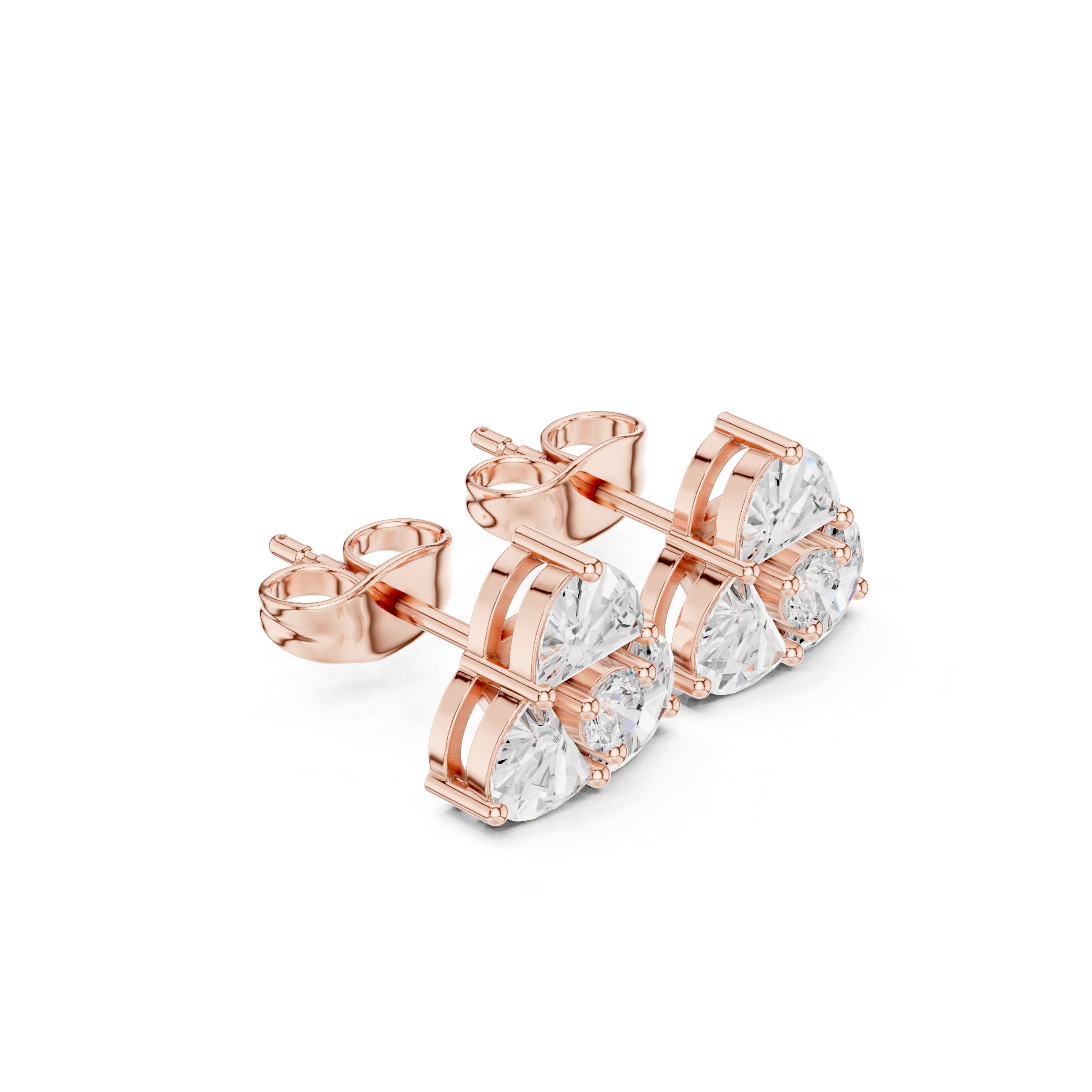 The Trefoil Lan Grown Diamond Studs Rose Gold