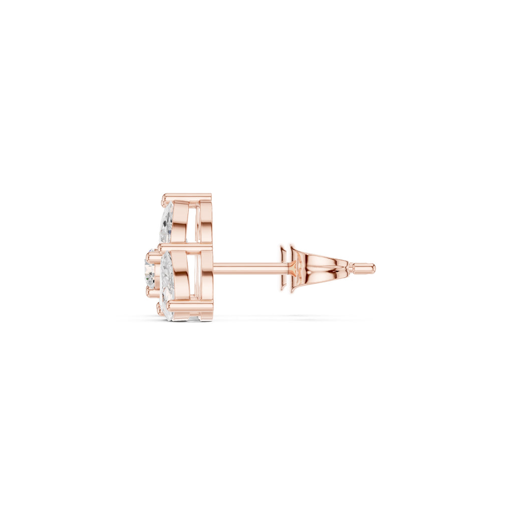 The Trefoil Lan Grown Diamond Studs Rose Gold