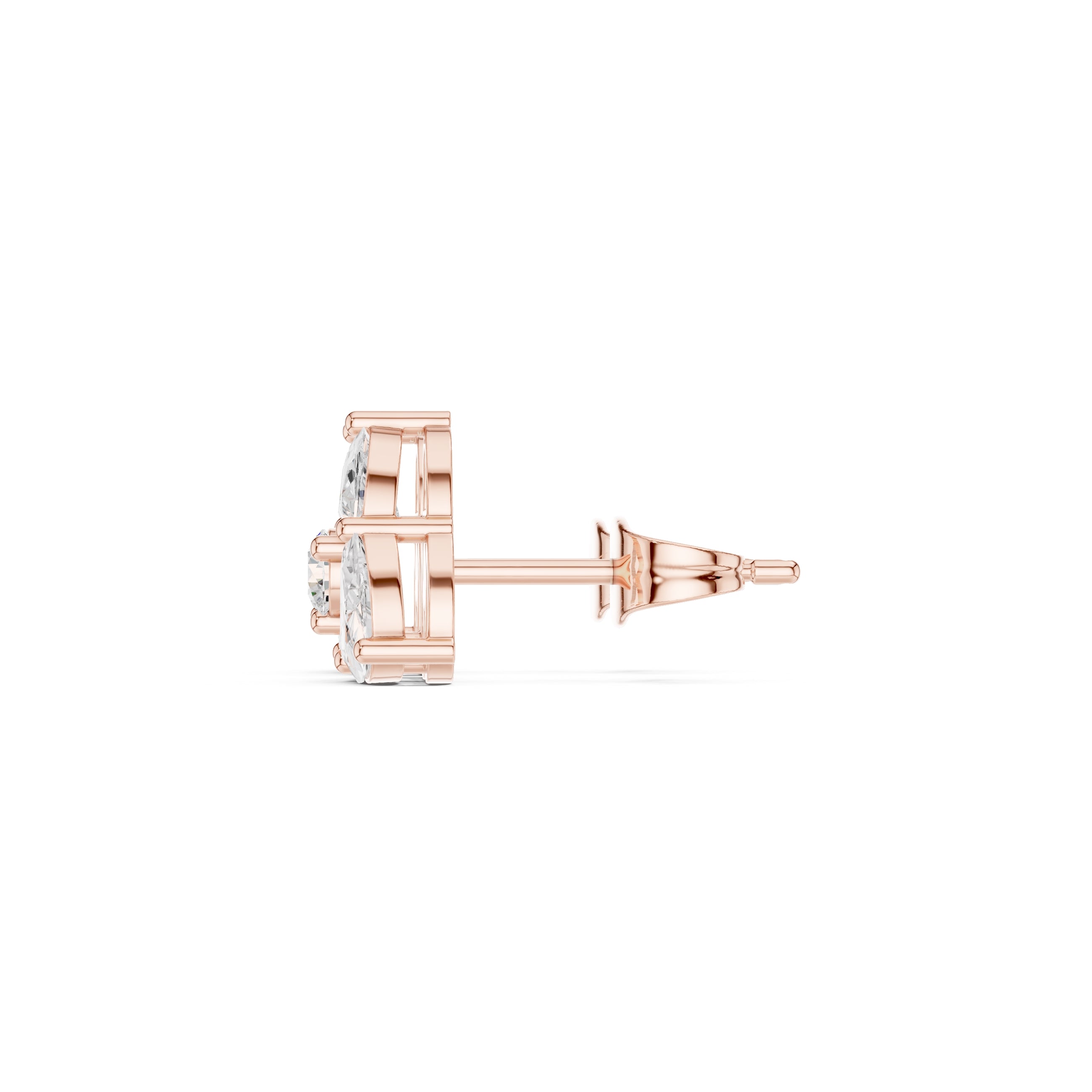 The Trefoil Lan Grown Diamond Studs Rose Gold