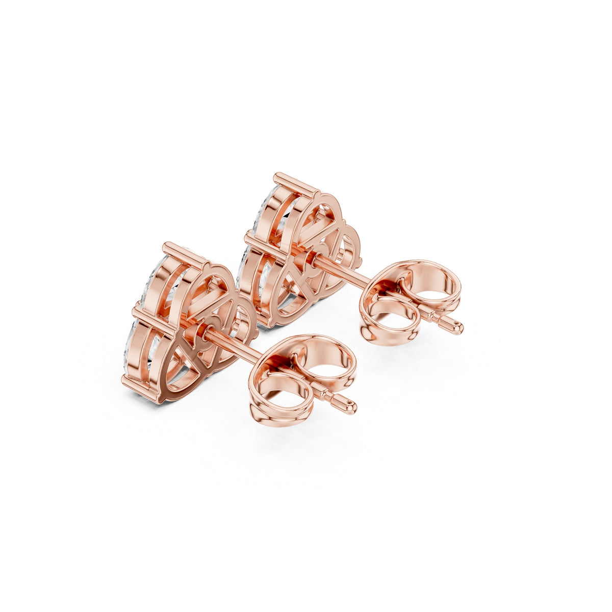 The Trefoil Lan Grown Diamond Studs Rose Gold