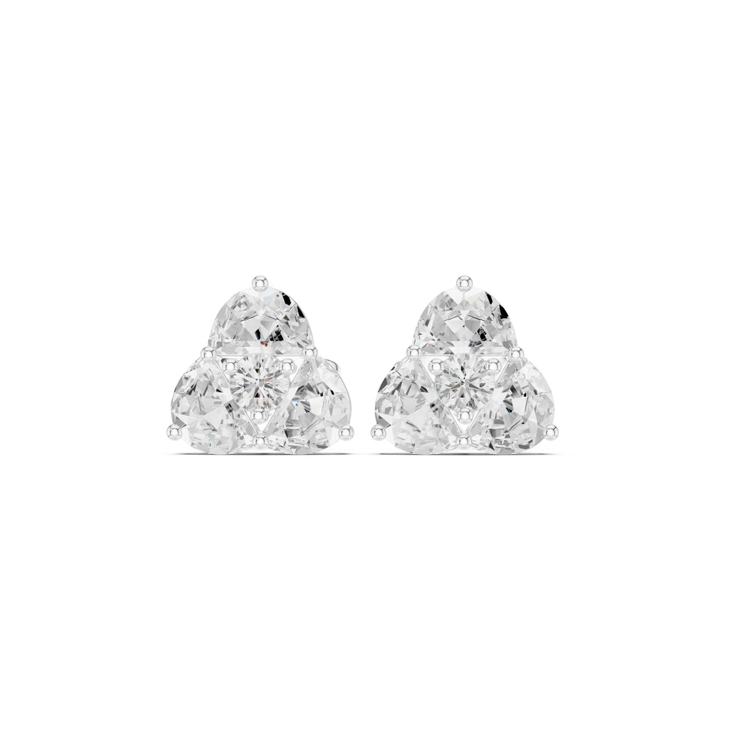 The Trefoil Lan Grown Diamond Studs White Gold